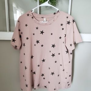 Distressed star top sz Small womens